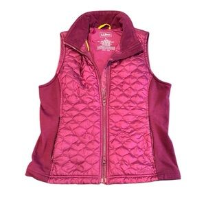 L.L. Bean Quilted Fleece-Lined Puffer Vest Raspberry Pink Small